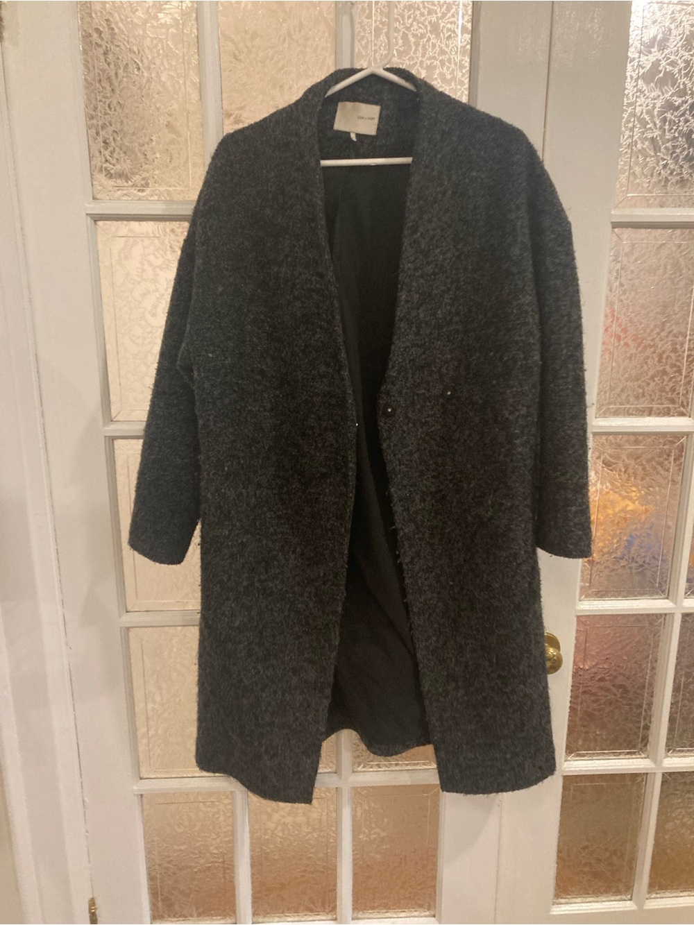 Charcoal Grey Boucle Wool Coat
